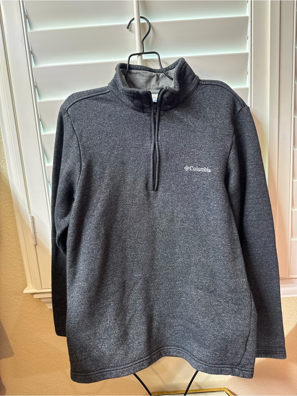 Columbia Heather Dark Gray Knit Pullover with Embroidered Logo